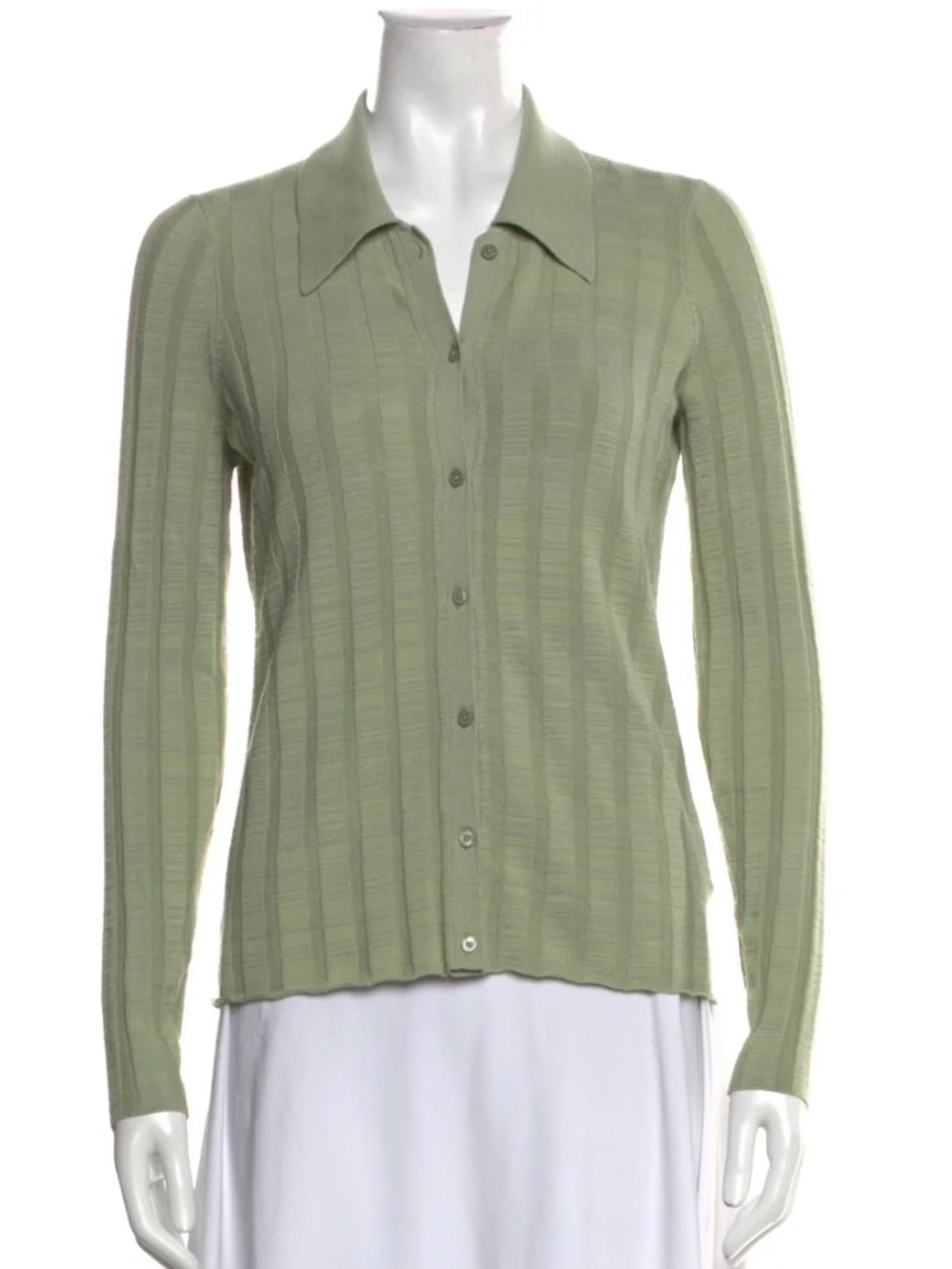 L’agence Light Green Ribbed Button-Down light sweater - perfect condition